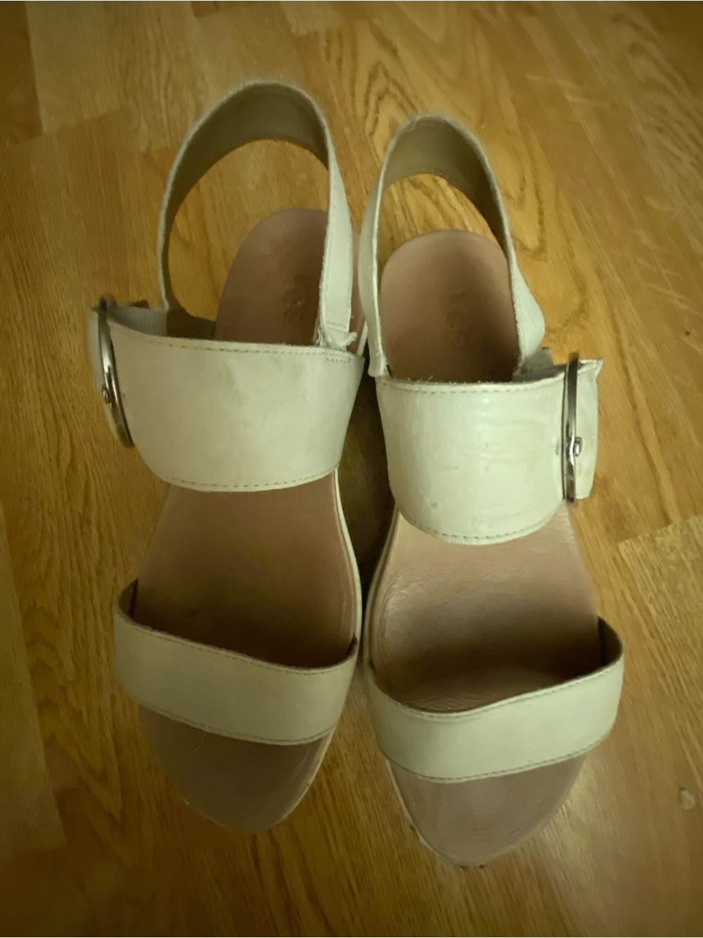 UGG Platform Women's Cream Leather Slingback Sandals